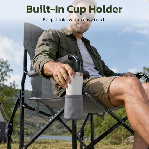 Simple Deluxe Outdoor Foldable Camping Chair, with Sturdy Material and 400lbs Capacity, Camp Folding Chair with Cup Holder & Carrying Bag, Suitable for Park, Beaches and Camping, Gray by Simple Deluxe - Used condition - Image 5