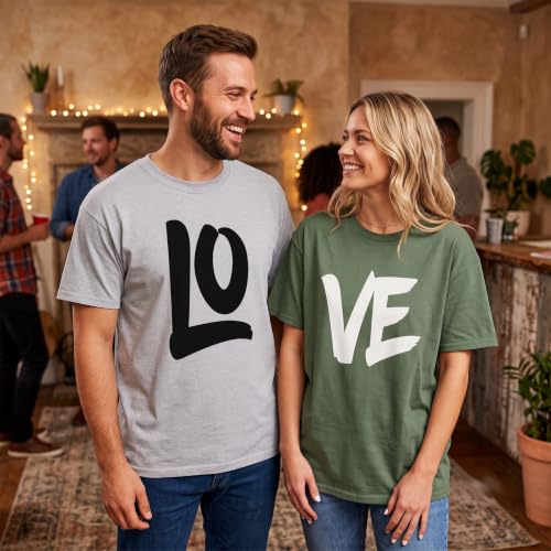 Image of Anniversary Matching Shirts, for Couple, Heart Design T-Shirt Set, Wedding Present, Honeymoon Outfit