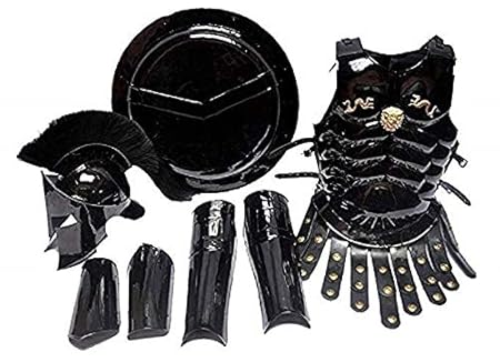Royal Nautical Medieval 300 Spartan Helmet Roman King Armor Shield Leg or Arm Guard Leonidas Muscle jacket Black