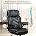 Office Chair Flip Up Arms, Executive Leather Office Chair Ergonomic Desk Chair with Lumbar Support, Adjustable Headrest, Computer Chair Home Office Desk Chair with Rocking Function