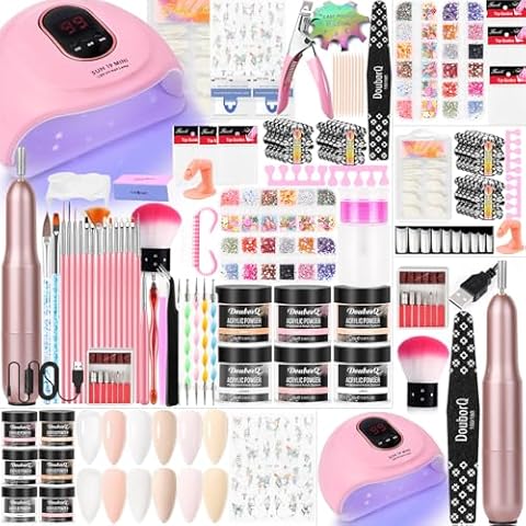 Acrylic Nail Kit–Starter Nails Kit Acrylic Set Acrylic Powder & Liquid with Nail Drill U V Light Acrylic with Everything for Beginners Acrylic Nail Set Full Acrylic Nail Supplies Cover