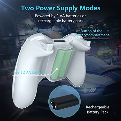 Oussirro Wireless Controller For Xbox 360, 2.4Ghz Gamepad Joystick Controller Remote For Pc Windows 7,8,10 With Receiver Adapter, White #TOP4