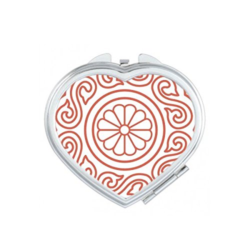 Miroir de poche portable pour maquillage avec motif cœur et illustration fleur