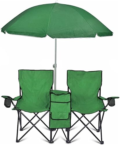 GoTEAM! Silla plegable doble portátil con paraguas extraíble, bolsa más fresca y funda de transporte