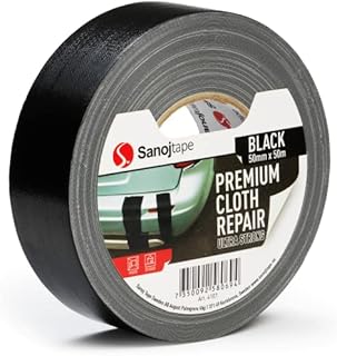 Sanojtape Black Duct Tape 50mm x 50m Strong Gaffer Tape Professional Grade Repair Waterproof Backing Heavy Duty Sticky Cloth Indoor & Outdoor Tear by Hand