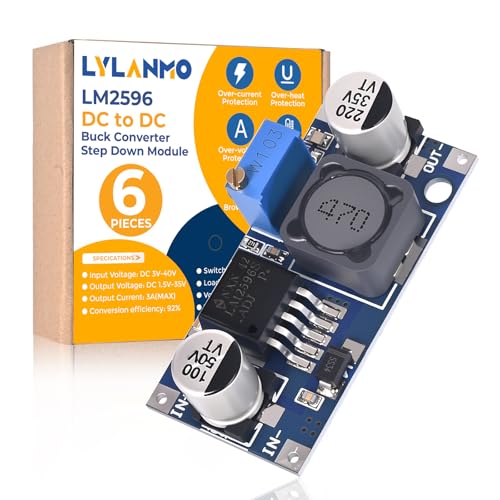 LYLANMO 6PCS LM2596 DC to DC Buck Converter 3.0-40V to 1.5-35V DIY Power Supply Step Down Module Adjustable Voltage Regulator Electronic Voltage Stabilizer