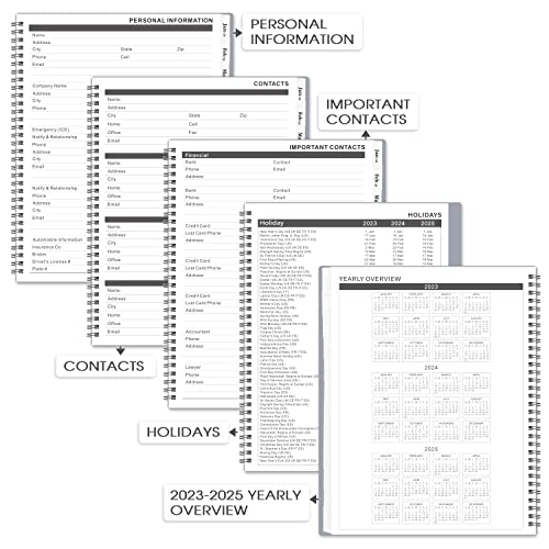 Monthly Planner 2023-2025 - 24 Monthly Planner From July 2023 To June 2025, Monthly Planner 2023-2025, 9.'' X 11'', 2023-2025 Planner With Inner Pocket, 24 Month Tabs, Inner Pocket - Grey #TOP2