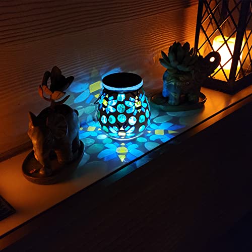 Afirst Mosaic Outdoor Lanterns - Glass Solar Hanging Lights Bee Hollow Out Waterproof Outdoor Decorative For Garden, Patio, Holiday Party Outdoor Decoration #TOP1