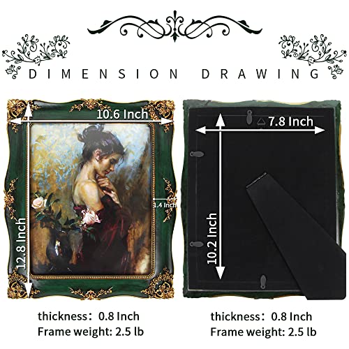 Kilarero 8X10 Inch Vintage Picture Frame, Elegant Antique Photo Frames With Glass Front, Tabletop Wall Hanging, Gift Ideas, Vine Pattern, Photo Display (8X10 Inch, Green) #TOP6