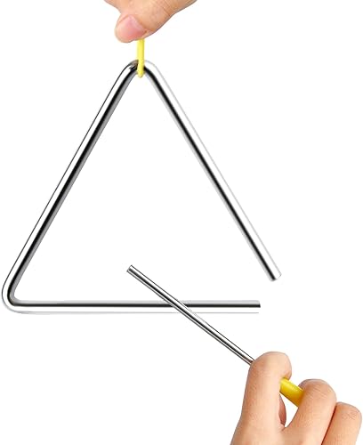 Miniatura 8 de EASTROCK Triángulo Instrumentos Musicales 4 Pack 7 8 9 10 pulgadas mano percusión triángulos para niños adultos con Striker