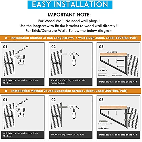 2Pcs Heavy Duty Shelf Brackets,8" Metal Wall Brackets Steel Triangle Bracket,300Lbs Load Garage Workshop Home Shelf Brackets,Industrial Shelf Supports #TOP6