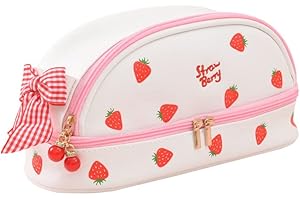 Danganronpa Pink-Strawberry Pencil Case, Large Capacity, Kawaii Stationery Pouch