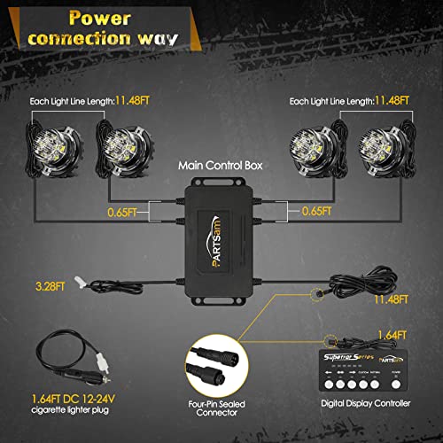 Partsam 4Pcs Amber White Led Hideaway Strobe Lights Kit 20 Flashing Modes W/Control Box Hazard Warning Grille Safety Caution Light For Cars Trucks Vehicles Hazard Warning Grille Safety Caution Light #TOP5