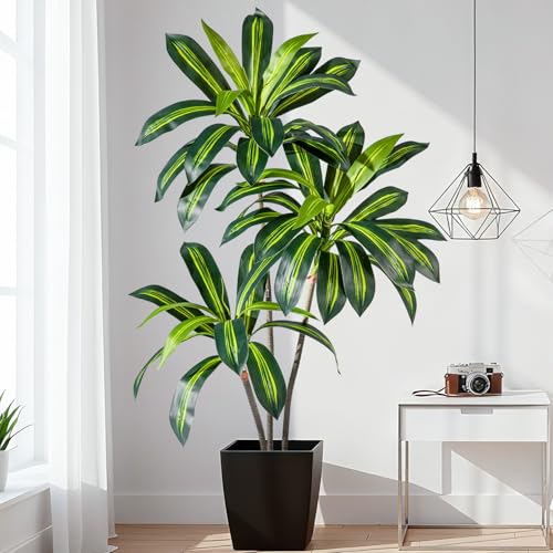 Erimda 4FT Artificial Dracaena Plant Dracaena Fragrans Artificial Tree, Realistic