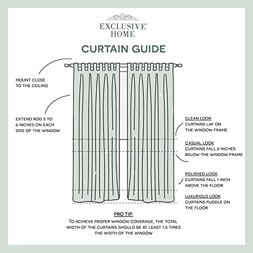 Exclusive Home Miami Semi-Sheer Indoor/Outdoor Hook-And-Loop Tab Top Curtain Panel Pair, 54"X84", Ivory #TOP7