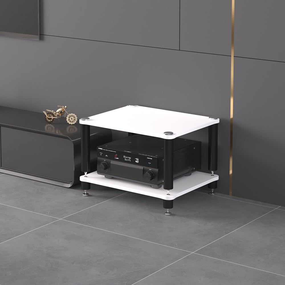 Sto Cabinet, 2-4 ripiani HiFi o Rack, scaffale aperto Ste, supporto giradischi, supporto AV Ma, bianco, ideale per gli amanti dell'home theater e della musica