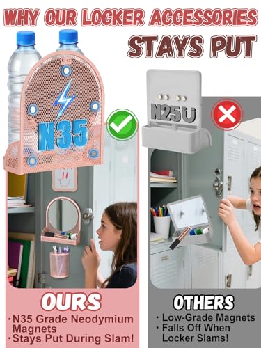Image of ANPHSIN 12Pcs Metal Magnetic Locker Accessories Decor for Girls, Pink