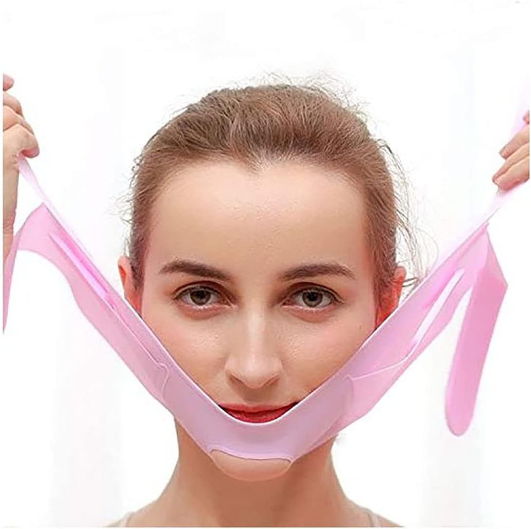 AMERTEERDouble Chin Reducer Silicone V Face Mask Lifting V Line Shape Face Lift Facial Slimming Bandage Cheek Chin Neck Slimming Thin Belt