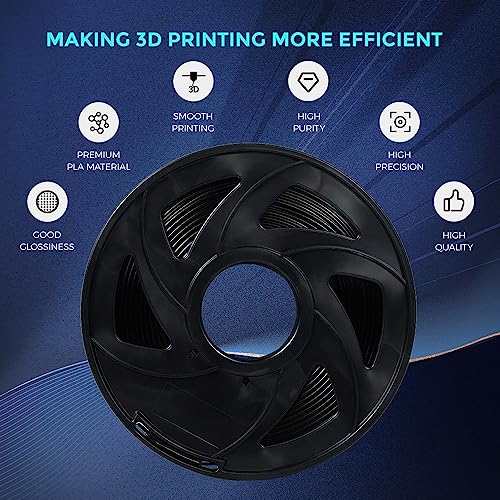 Image of Voxelab 3D Printer Filament, 1.75mm PLA Pro (PLA+) Filament, Dimensional Accuracy + /- 0.02 mm, 3D Printing Material 1kg / Spool, Compatible with FDM 3D Printer /Pen, Black