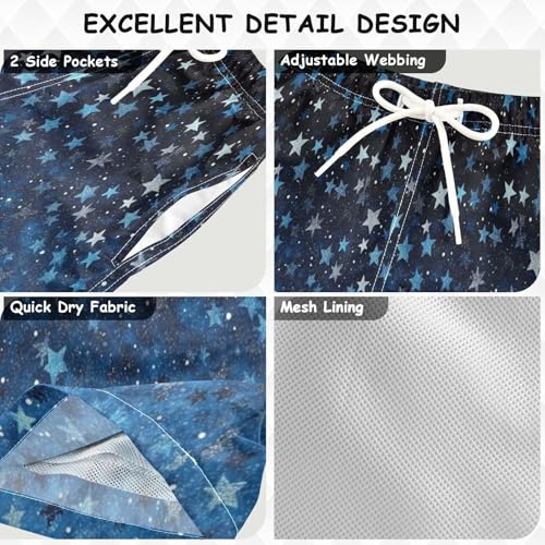 Boccsty Blue Sky Stars Gradient Flash Glitter Boys Swim Trunks Baby Kids Swimwear Summer Toddler Beach Board Shorts 2T3