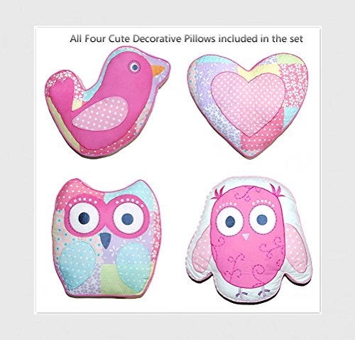 image for Cozy Line Home Fashions Twin - 6 Piece Cute Owl Pink Blue Green Embroi