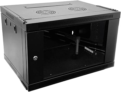 Aeons 6U FlexFrame Folding Wall Mount Server Cabinet 19-inch Fold-Out Rack Enclosure for IT Network 18-inch Depth Glass Door