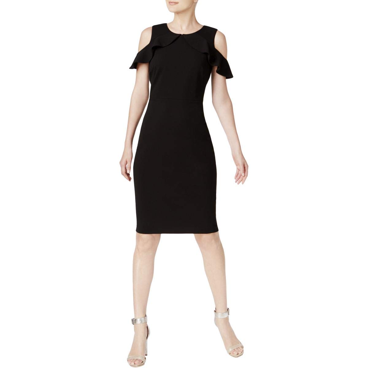 Calvin Klein Women's Ruffled Cold-Shoulder Dress (8, Black) at Amazon  Women's Clothing store
