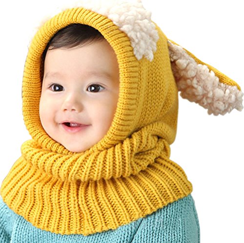 Baby Girls Boys Winter Hat Scarf Earflap Hood Scarves Skull Caps Yellow One Size #TOP1