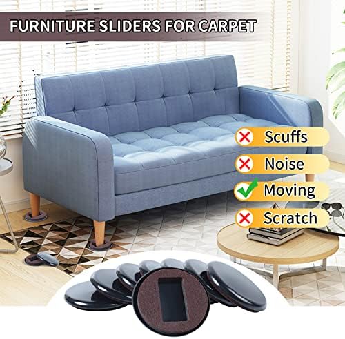15 Pack Furniture Sliders, Round Furniture Moving Slider and castor sliders - caster cups to protect carpet, Black- MAYZOLOP