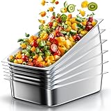 WantJoin Steam Table Hotel Pans 1/1 Full Size 4 Inch Deep 6 Pack, Stainless Steel Metal Tray Sets Food Storage Container for Restaurant Chafing Dishes Commercial Buffet Warmer Catering Supplies
