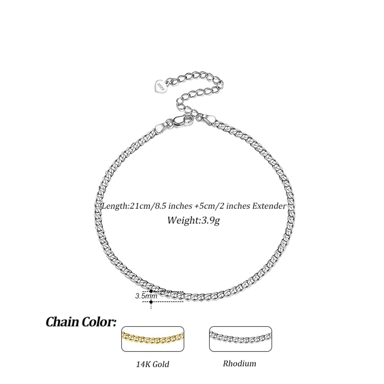 LNNSHX Cavigliere da Donna, Bracciale cavigliera a Catena in Argento Sterling 925 per cavigliere in Oro per Gioielli da Spiaggia Estivi alla Moda per Gambe