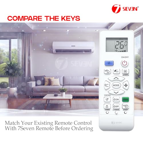 Image of 7SEVEN Compatible with Sharp AC Remote Control Model 156B Suitable for 1 1.5 2 Ton Split and Window Air Conditioner - Match Each Key by Key Exactly with Existing AC Remote Function