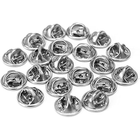 ReFaXi 20 Pcs Silver Comfort Fit Butterfly Clutch Metal Pin Backs Replacement Cover