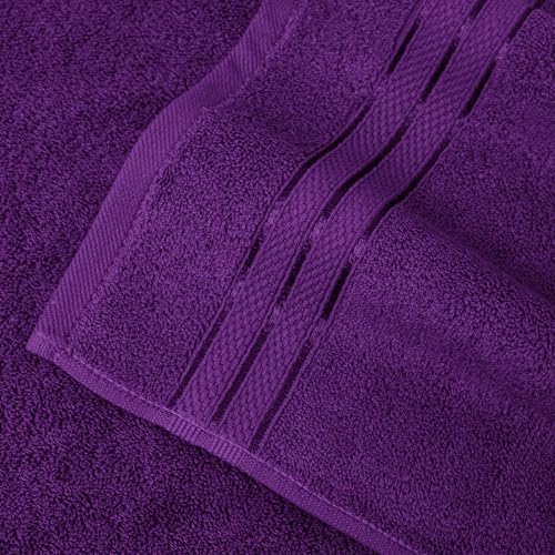 Image of Elegant Comfort Three Line Popcorn Towel Set for Bathroom 35 x 70 inches, Premium Hotel Quality 1-Pack Jumbo Towels, 100% Turkish Cotton, Soft and Durable, Quick Dry and Highly Absorbent, Purple