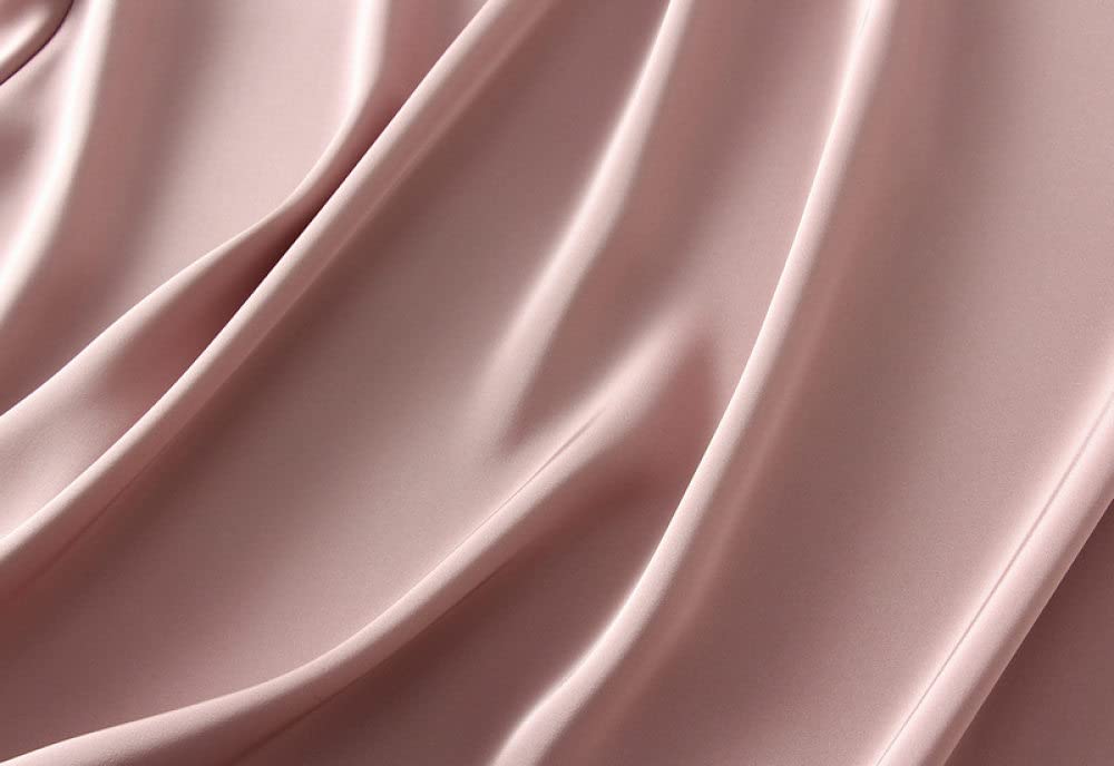 OZEO Röcke Damen,Damen Satin Midirock Rosa Hohe Taille Glänzend Faltenrock Mit Reißverschluss Sommer A-Linie Swing Gerafft Einfarbig Mode Lange Röcke Für Mädchen Damen,M