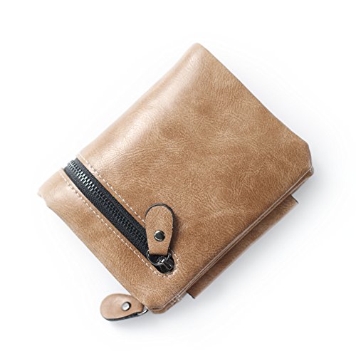 Portefeuille court féminin simple style tressé en trois volets élégant