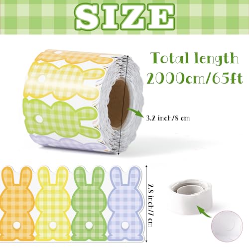 Image of BeYumi Plaid Bunny Border Trim - 65ft Spring Bunny Plaid Rolled Border Trim Back to School Cute Colorful Rabbit Checkered Bulletin Board Set Classroom Home Door Party Church Chalkboard Wall Decoration