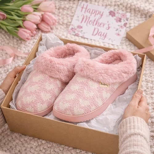 Image of Dearfoams Women's Memory Foam Cozy Soft House Slippers Gifts for Women Hannah Knit Clog House Shoes