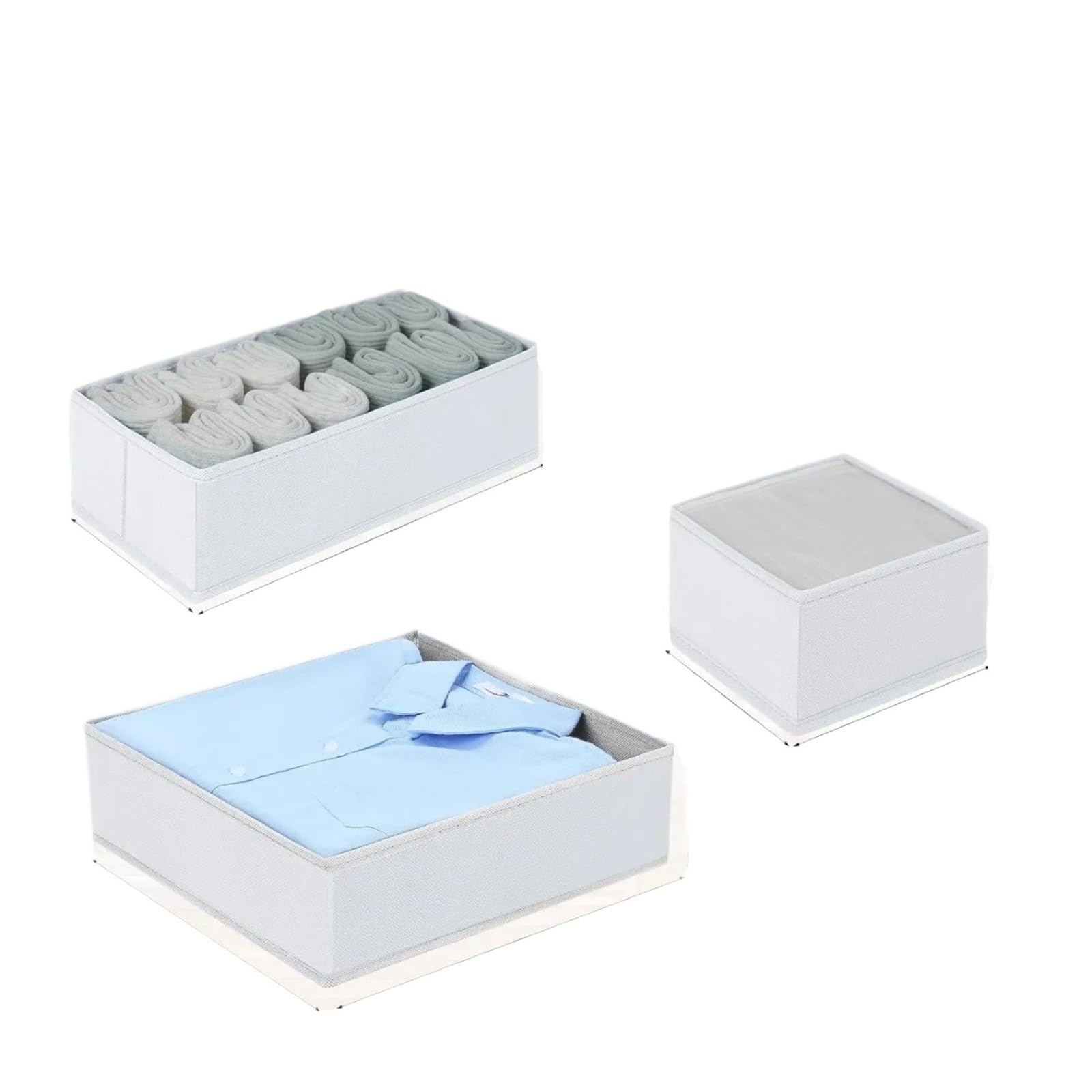Fjoadnvm One Color Drawer Dividers 12-Pack Fabric Drawer Organizer, Foldable Closet Storage For Socks, Bras, Ties White
