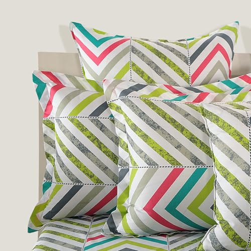 Image of Swayam Roto Cotton King Bedsheet with 2 Pillow Covers | Size 108 x 108 inch | 144 TC | Geometric Design | Soft Breathable Bed Sheet | Comfortable & Durable for Bedroom - Green
