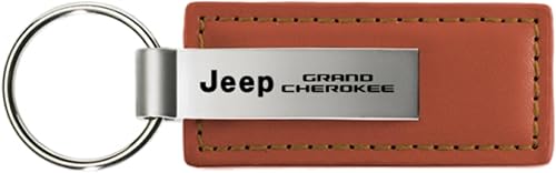 AU-TOMOTIVE GOLD, INC. Llavero de cuero marrón con licencia oficial para Jeep Grand Cherokee