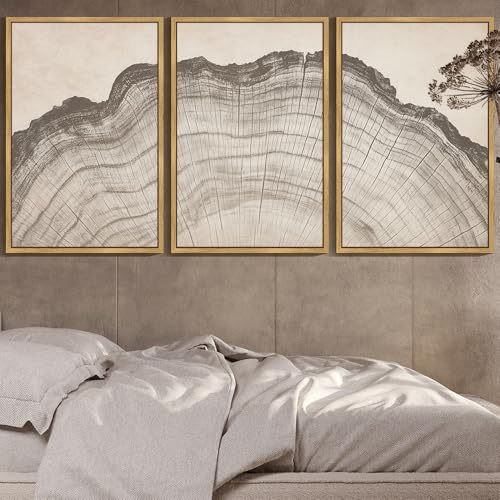 KUVIOKE Boho Vintage Antique Tree Wall Art Framed Neutral Retro