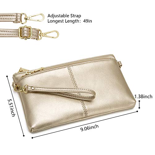 zooeass triple zip small crossbody bag lightweight purses vegan leather wristlet clutch includes adjustable shoulder