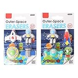 ✿ Goma de borrar con forma de vaso espacial extraterrestre, encantadora y divertida, ideal para los niños.