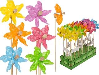 Mini Windrädchen in 6 Farben, Windräder klein bunt im 6er Set Windrad