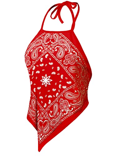Design by Olivia Women's Sexy Paisley Bandana/Tie dye Halter Top Shirt- Made in USA2