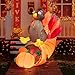 Joiedomi 5 Ft Thanksgiving Inflatable Turkey on Cornucopia; LED Light Up Blow Up Turkey for Autumn Thanksgiving Decorations and Fall Family Party Favor Supply Décor
