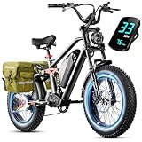 eAhora Terra [2025] Electric Bike for Adults, 3000W 31MPH Dual Motor Ebike for Men Women, 48V 15Ah 75+Mile Ebikes for Adults, 20" Fat Tire Electric Bike, Full Suspension Electric Mountain Bike Black