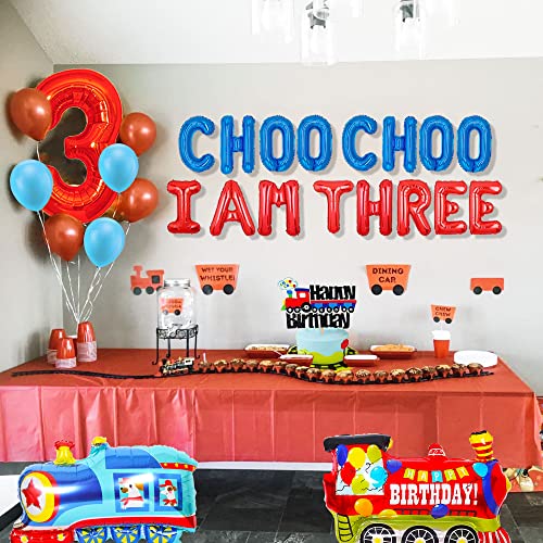 Choo Choo I Am Three Decoration Choo Choo I Am Three Backdrop Train 3Rd Birthday Decoration Train Birthday Party Supplies Train Birthday Decoration For 3 Year Old #TOP1