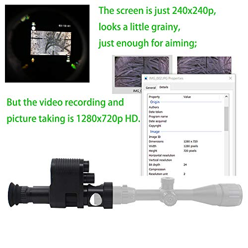 Upgraded Megaorei3 720p HD Digital Night Vision Scope Video Record Camcorder Monocular Clip on Attachment with Built-in 850nm Infrared IR Flashlight and 1.3inch Display for Rifle Hunting Recoil Proof - Thumbnail 2